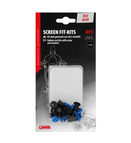 Set da 10 kit fissaggio M5 per cupolini e carenature moto Blu