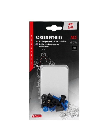 Set da 10 kit fissaggio M5 per cupolini e carenature moto Blu