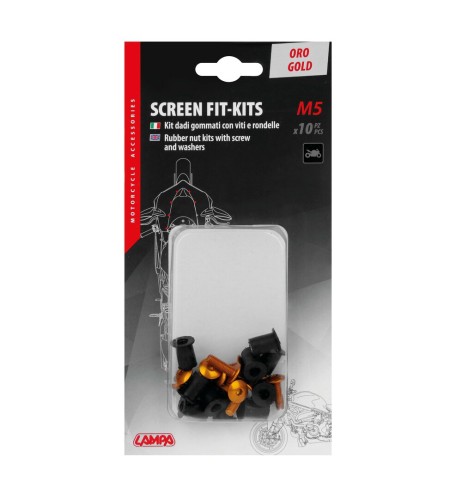 Set da 10 kit fissaggio M5 per cupolini e carenature moto Oro