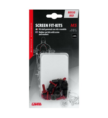 Set da 10 kit fissaggio M5 per cupolini e carenature moto Rosso