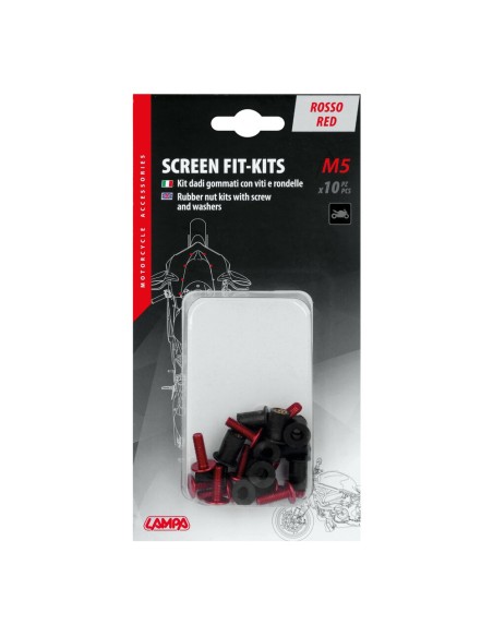 Set da 10 kit fissaggio M5 per cupolini e carenature moto Rosso