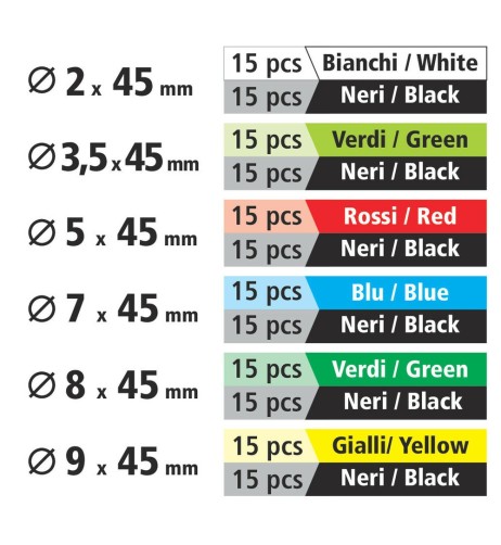 Set guaine termorestringenti 180 pz 6 misure lunghezza 45 mm