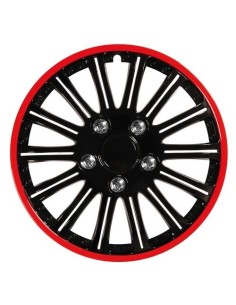 Set Kit 4 copricerchi 14 in ABS vernice speciale NERO ROSSO C 118