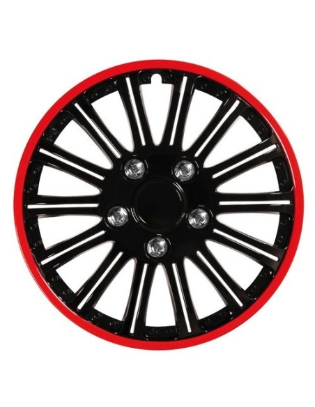 Set Kit 4 copricerchi 14 in ABS vernice speciale NERO ROSSO C 118