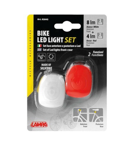 Set luci anteriore e posteriore a doppio led per bicicletta