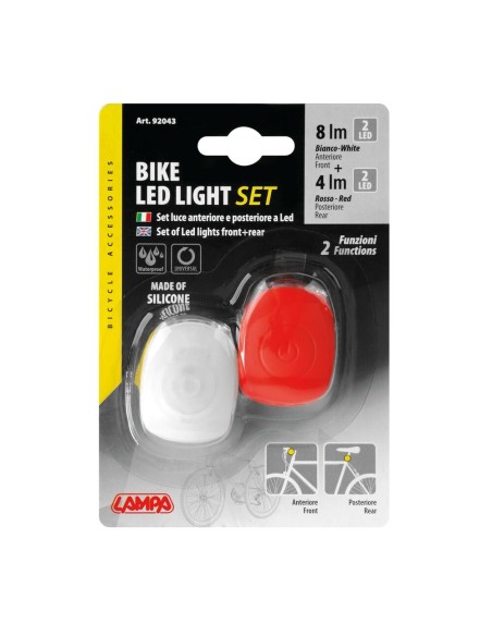 Set luci anteriore e posteriore a doppio led per bicicletta
