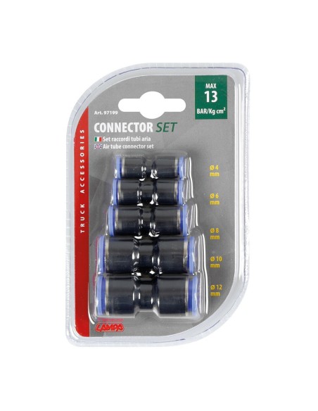 Set raccordi tubi aria 5pz 4 6 8 10 12mm