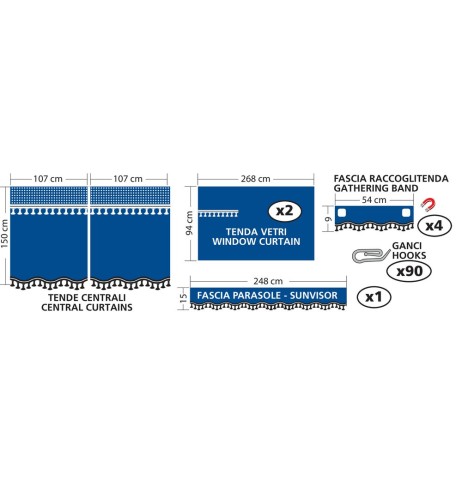 Set Tende completo per camion Microfibra Premiere Blu