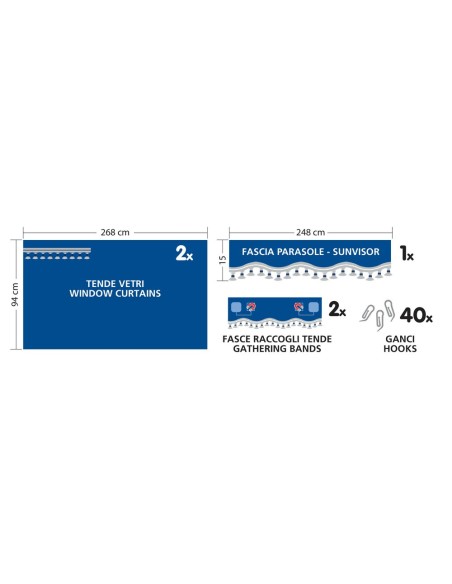 Set tende universali microfibra per camion 5 pezzi Blu