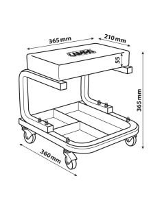 Sgabello da officina rettangolare con vassoio portautensili 2