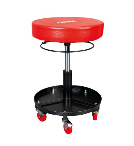 Sgabello da officina rotondo con vassoio portautensili regolabile in altezz