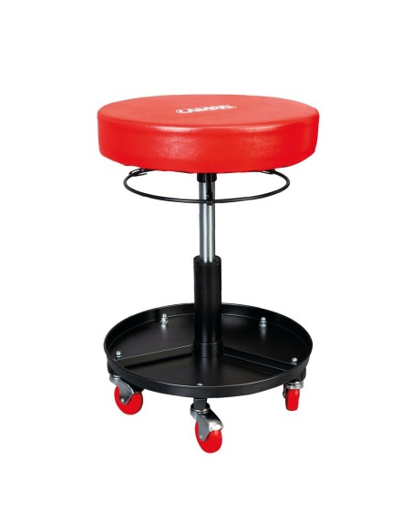 Sgabello da officina rotondo con vassoio portautensili regolabile in altezz