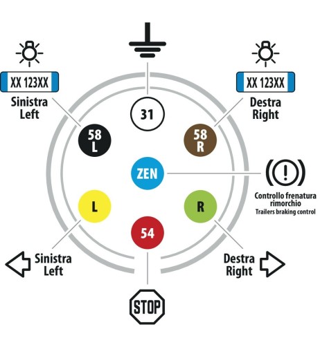 Spina 7 poli 24N in ABS veicoli 24V