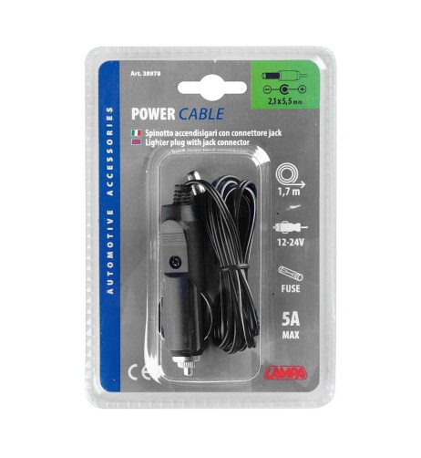 Spinotto per presa accendisigari con connettore jack 12 24V