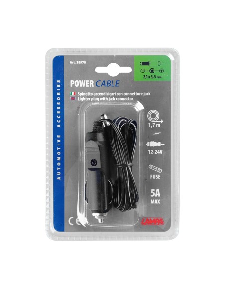 Spinotto per presa accendisigari con connettore jack 12 24V