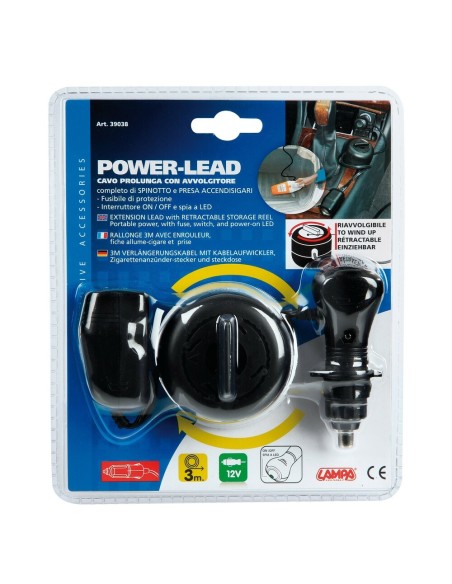 Spinotto presa accendisigari 12V con prolunga 300cm 