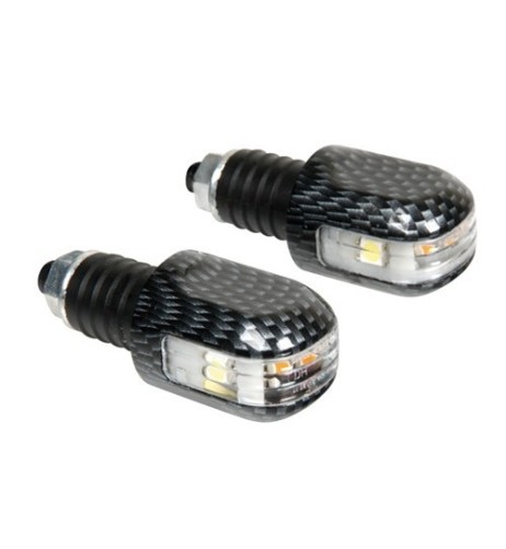 Stabilizzatori manubrio moto carbon con led 12V 17 23mm