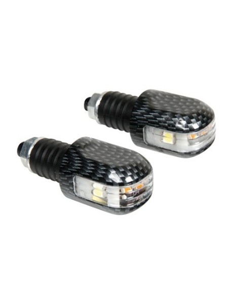 Stabilizzatori manubrio moto carbon con led 12V 17 23mm