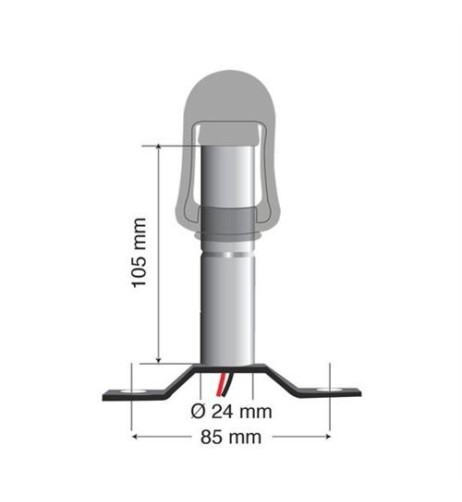 Staffa con perno e spinotto DIN per lampade rotanti attacco tubolare Fix 