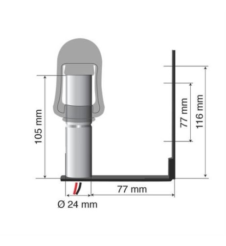 Staffa con perno e spinotto DIN per lampade rotanti attacco tubolare Fix 