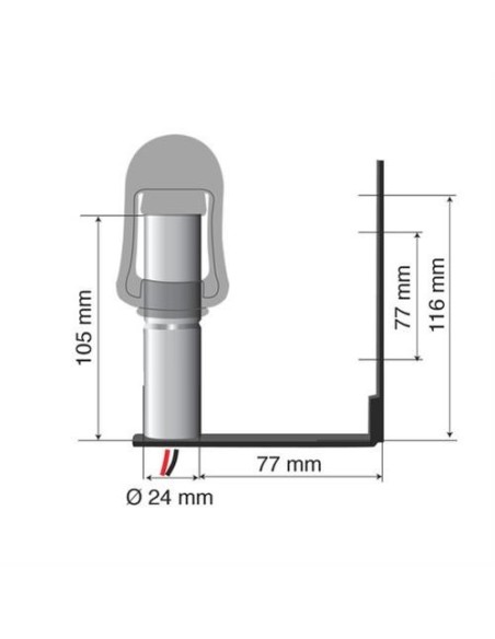 Staffa con perno e spinotto DIN per lampade rotanti attacco tubolare Fix 