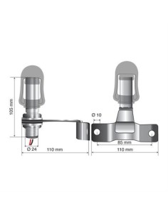 Staffa con perno e spinotto DIN per lampade rotanti attacco tubolare Fix  2