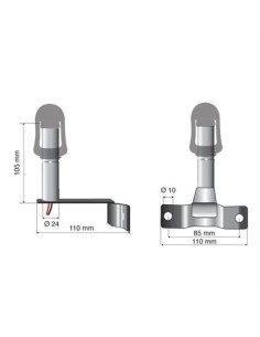 Staffa con perno e spinotto DIN per lampade rotanti attacco tubolare Fix  2