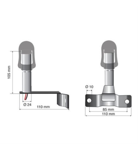 Staffa con perno e spinotto DIN per lampade rotanti attacco tubolare Fix 