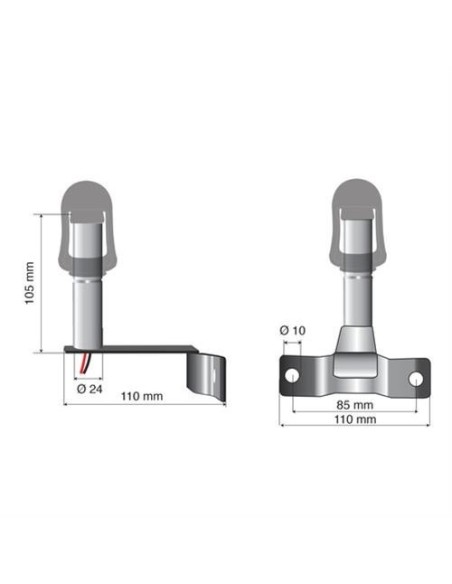 Staffa con perno e spinotto DIN per lampade rotanti attacco tubolare Fix 