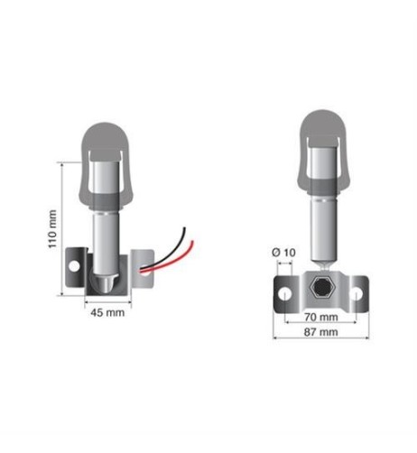 Staffa con perno e spinotto DIN per lampade rotanti attacco tubolare Fix 