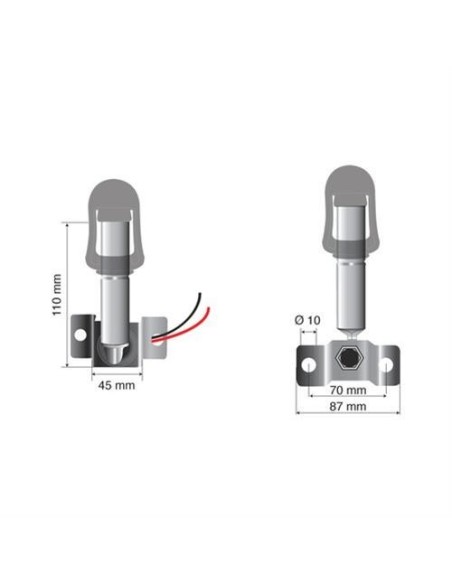 Staffa con perno e spinotto DIN per lampade rotanti attacco tubolare Fix 