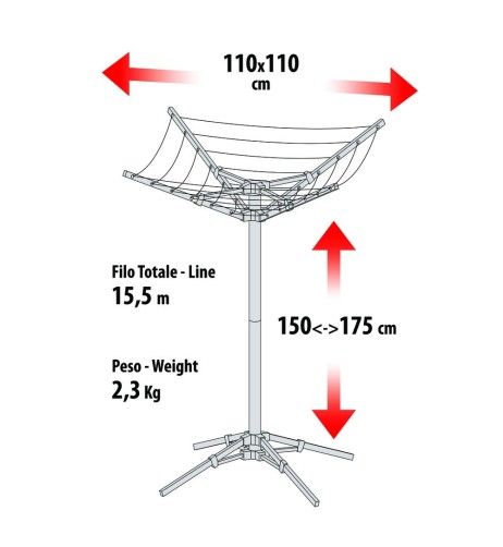 Stendibiancheria da esterno in alluminio anodizzato