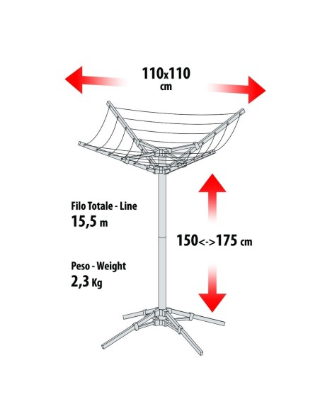 Stendibiancheria da esterno in alluminio anodizzato