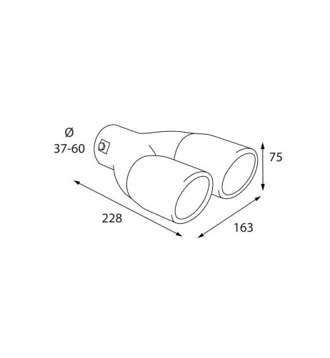 Terminale scarico universale inox black doppio TS 73N 37 60mm
