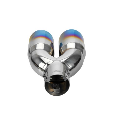 Terminale scarico universale inox blu doppio TS 73B 37 60mm