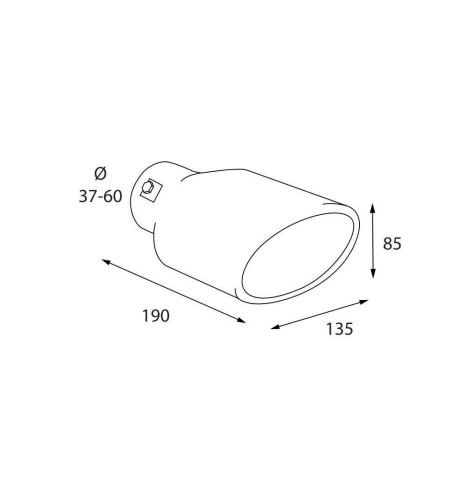 Terminale scarico universale inox singolo TS 76 37 60mm