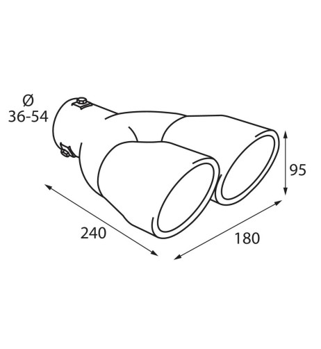 Terminale scarico universale inox doppio TS 22 36 54mm