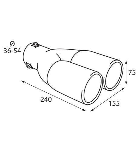 Terminale scarico universale inox doppio TS 23 36 54mm