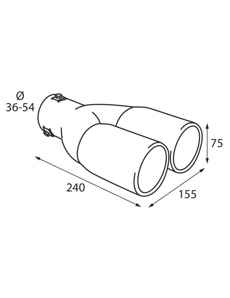Terminale scarico universale inox doppio TS 23 36 54mm