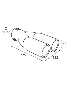 Terminale scarico universale inox doppio TS 26 34 46mm 2