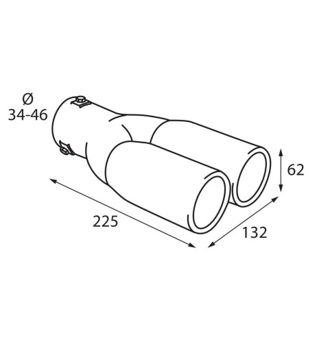 Terminale scarico universale inox doppio TS 26 34 46mm