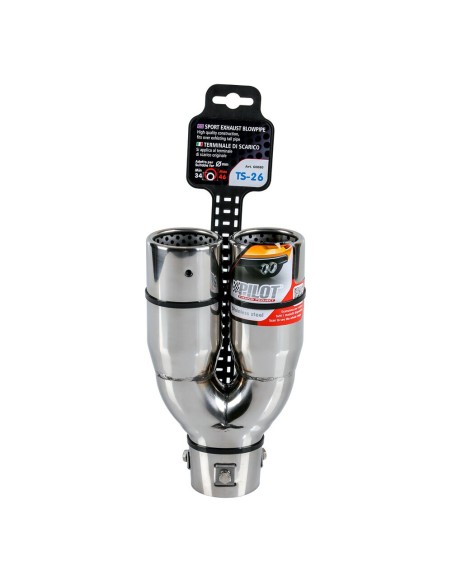 Terminale scarico universale inox doppio TS 26 34 46mm