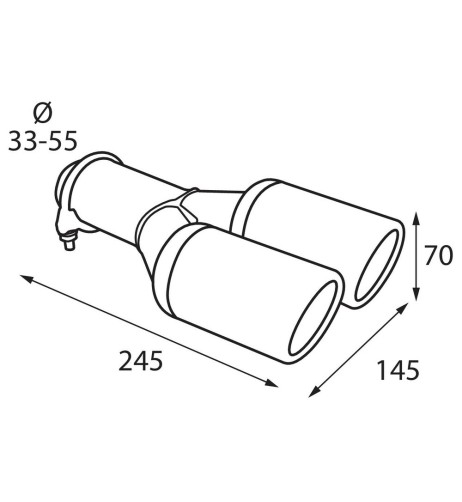 Terminale scarico universale inox doppio TS 43 33 55mm