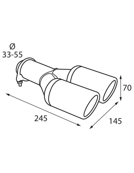 Terminale scarico universale inox doppio TS 43 33 55mm