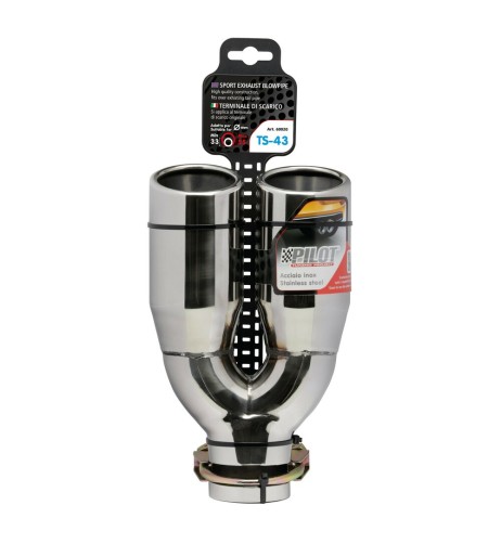 Terminale scarico universale inox doppio TS 43 33 55mm