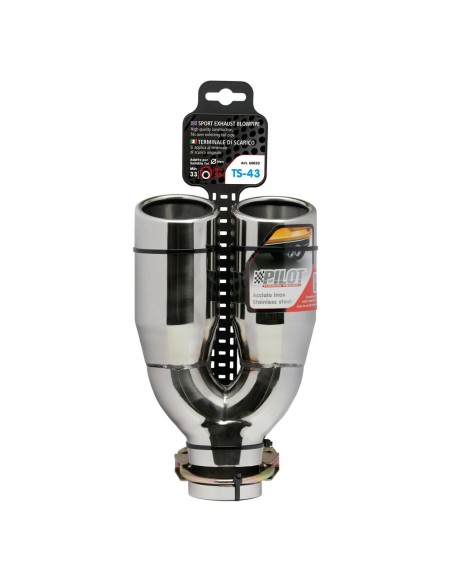 Terminale scarico universale inox doppio TS 43 33 55mm