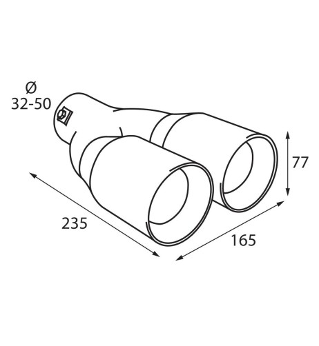 Terminale scarico universale inox doppio TS 46 32 50mm