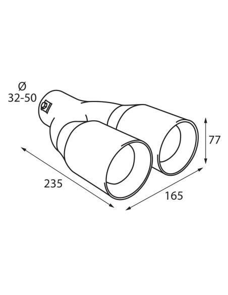 Terminale scarico universale inox doppio TS 46 32 50mm