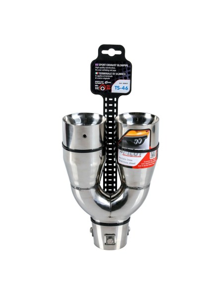 Terminale scarico universale inox doppio TS 46 32 50mm