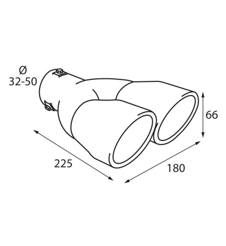 Terminale scarico universale inox doppio TS 47 32 50mm
